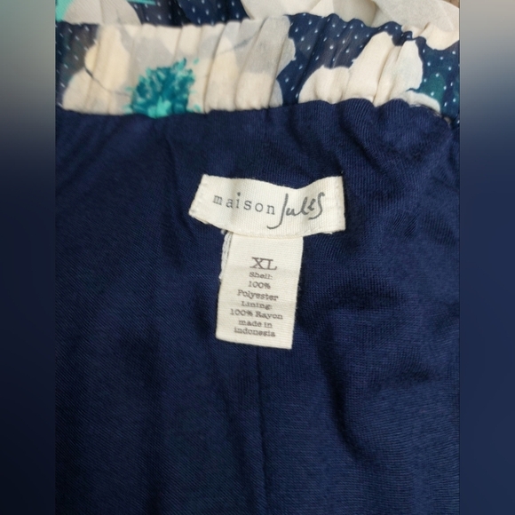 Maison Jules Pleated Sheer Overlay Floral Skirt Size XL Office Boho Flirty - Picture 7 of 9